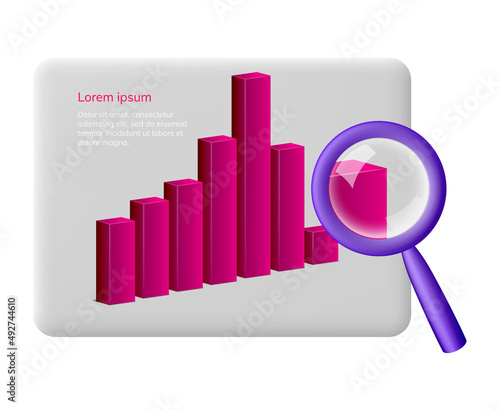 Infographics of falling incomes are studied under a magnifying glass.