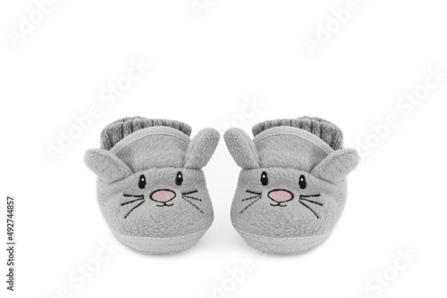 warm baby gray shoes isolated on a white background 