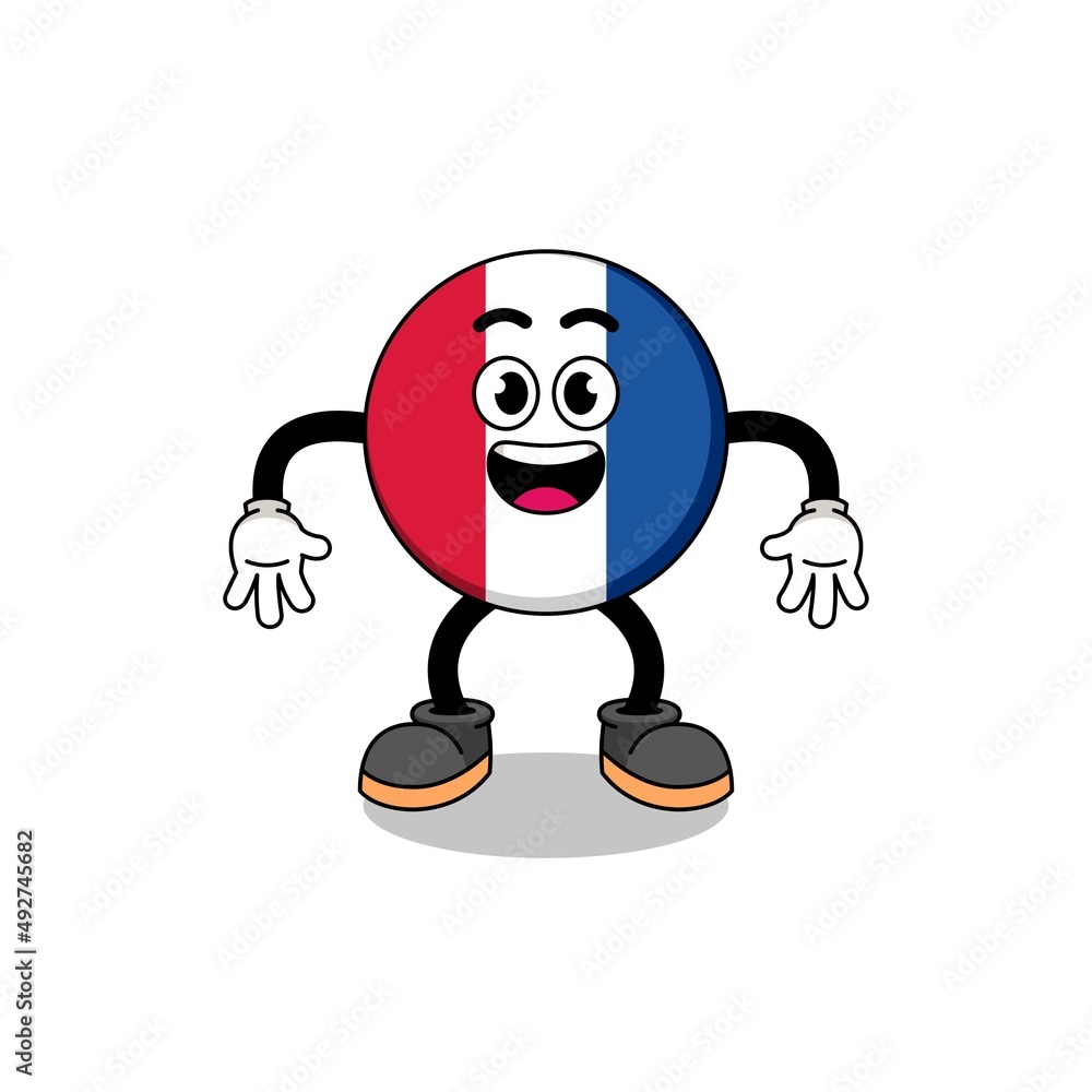 france flag cartoon with surprised gesture