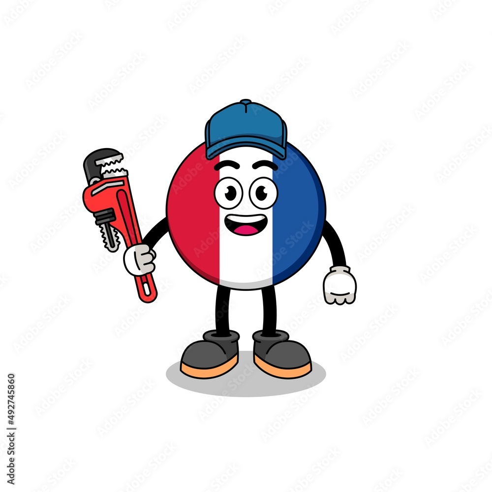 france flag illustration cartoon as a plumber france flag illustration cartoon as a plumber
