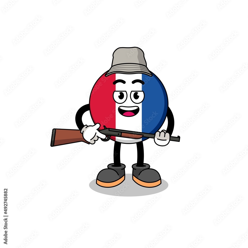 Cartoon Illustration of france flag hunter Cartoon Illustration of france flag hunter