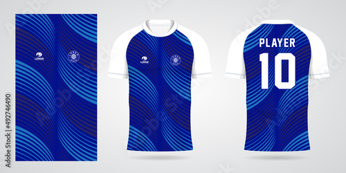 blue sports shirt jersey design template