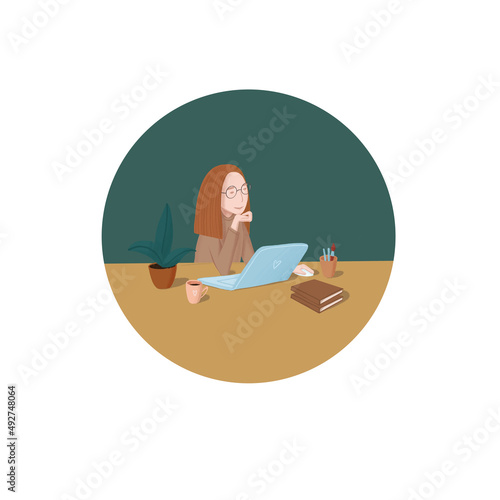 Working woman illustration. Freelance . Business