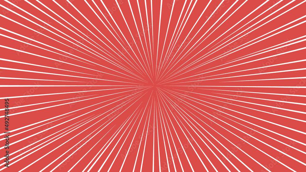 赤色に白色の集中線の背景ベクター素材