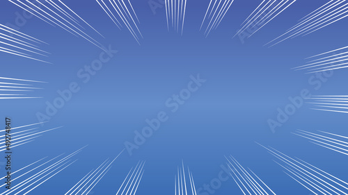 青色グラデーションに白色の集中線の背景ベクター素材