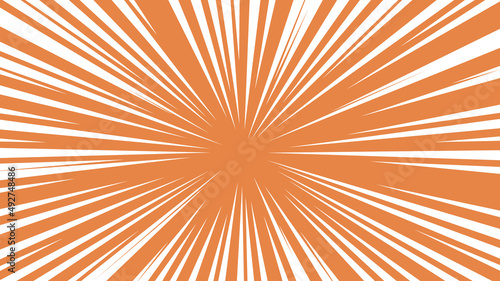 オレンジ色に白色の集中線の背景ベクター素材