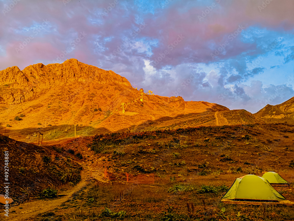 camping in the mountains