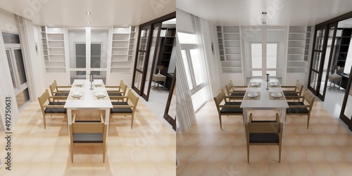 Home decor. Living room. Stylish interior 3D render. Modern apartment 3D illustration.