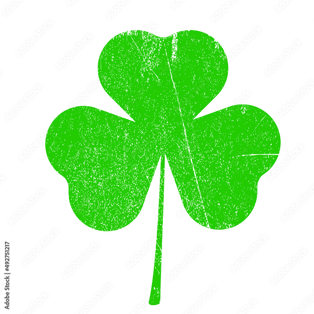 Grunge green leaf clover.Symbol of celebration Irish holiday . Vector Grunge green leaf clover.Symbol of celebration Irish holiday . Vector