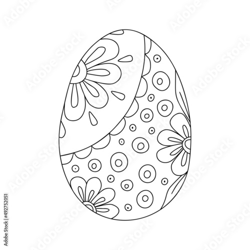 Hand drawn chicken easter egg on a white isolated background. Doodle, simple outline illustration. It can be used for decoration of textile, paper and other surfaces.