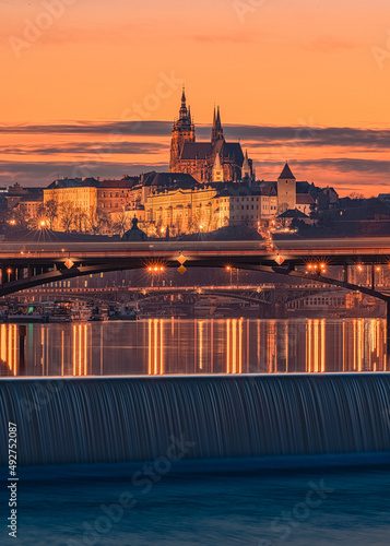 church at sunset, church, architecture, tower, building, europe, old, sky, religion, cathedral, castle, city, history, town, historic, travel, morning, prague, landmark, spring, golden hour, river