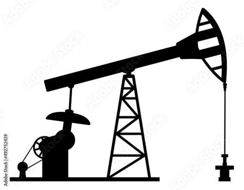 Silhouette d'un derrick sur fond blanc