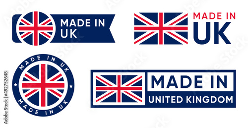 Fototapete Set of made in United Kingdom, UK Flag banner vector design