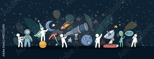 people with astronomy symbols