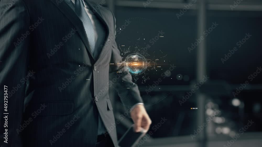 Businessman with Hydrogen Technology hologram concept Businessman with Hydrogen Technology hologram concept