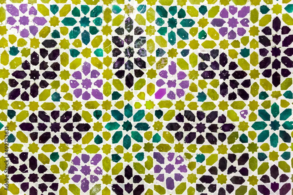 Moorish islamic tile design close up texture background - obrazy, fototapety, plakaty 