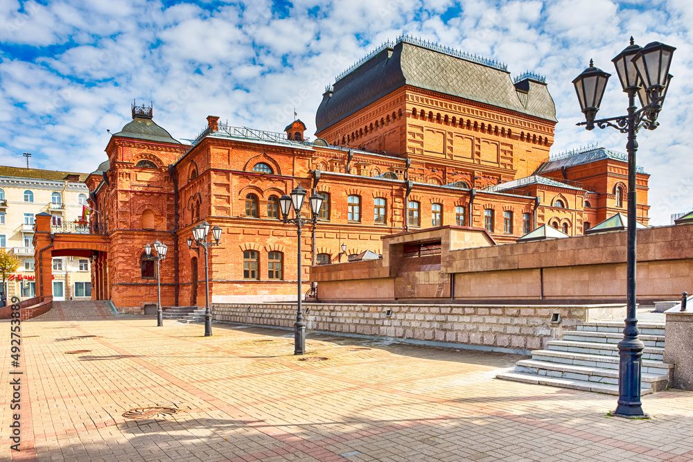 Mogilev, Belarus - September 11, 2021: Historic Building of Renowned Famous Drama Theatre in Mogilev in Belarus