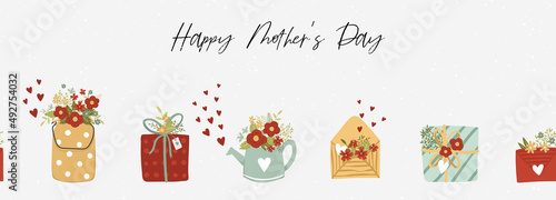 Cute hand drawn Mother's Day seamless pattern, lovely floral background with roses, great for textiles, banners, wallpapers, wrapping - vector design