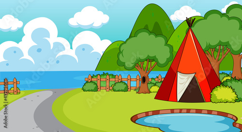 A simple camp in nature background