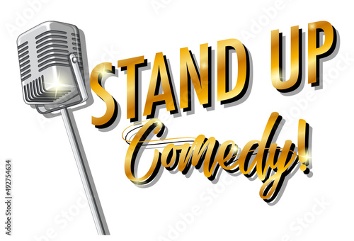 Stand Up Comedy banner with vintage microphone