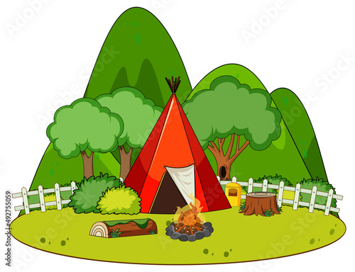 A simple camp in nature background