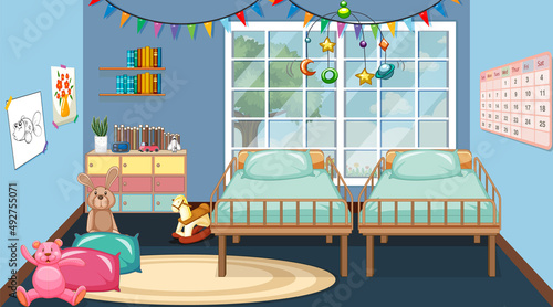 Scene with two baby beds