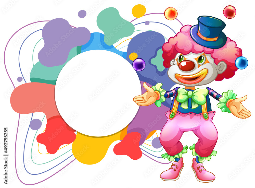 Cute clown with blank colouful frame banner Cute clown with blank colouful frame banner