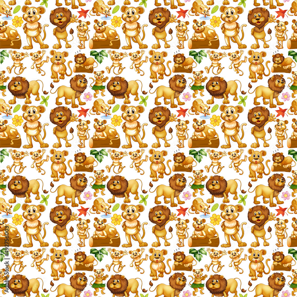 Seamless background with many lions Seamless background with many lions