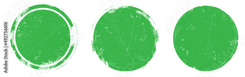Circle grunge stamp set. Round vector isolated on white background. Green stamp vector. Collection for grunge badge, seal, ink and stamp design template. Round grunge hand drawn circle shape, vector