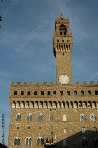 Palazzo Vecchio, municipality of Florence with the Arnolfo Tower in the foreground.  photo