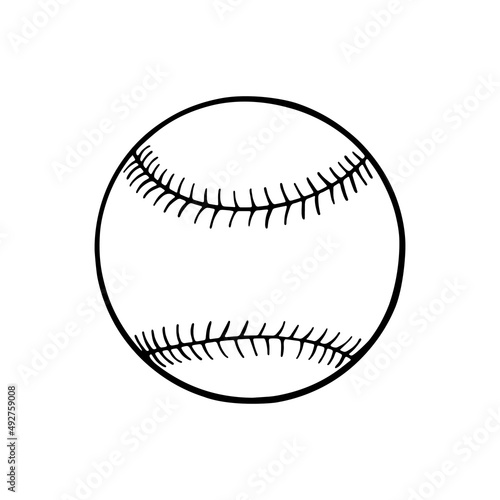 Baseball icon in doodle sketch lines. Sport champion competition team