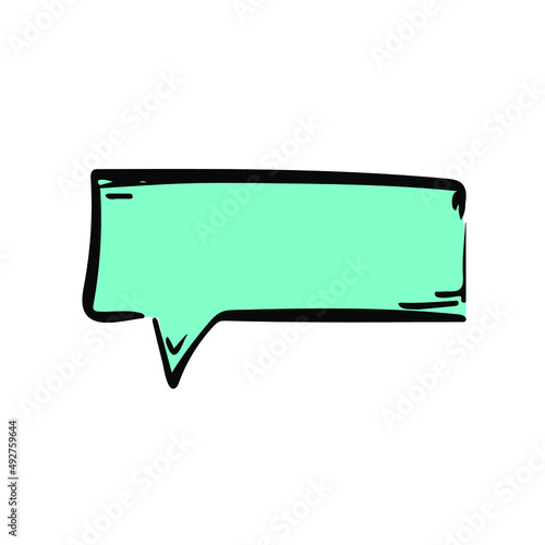Modern cartoon speech bubble in rectangular shape sketch icon. Hand-drawn conversational doodle, dialog sign, vector illustration set, chat message