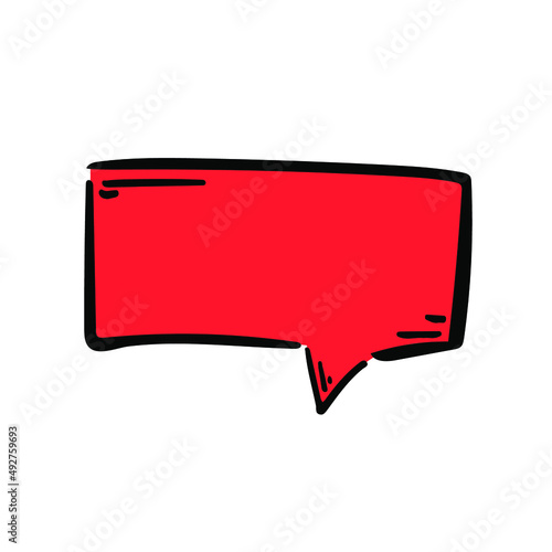 Modern cartoon speech bubble in rectangular shape sketch icon. Hand-drawn conversational doodle, dialog sign, vector illustration set, chat message
