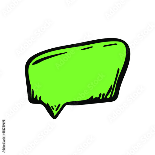 Modern cartoon speech bubble box in abstract shape sketch icon. Hand-drawn conversational doodle, dialog sign, vector illustration set, chat message