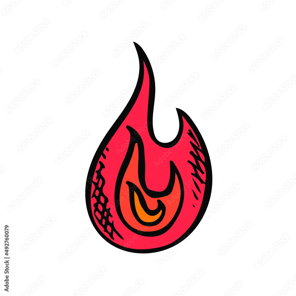 Fire symbol. Sketch hand drawn icon for design. Flame symbol, spicy hot element. Danger symbol Fire symbol. Sketch hand drawn icon for design. Flame symbol, spicy hot element. Danger symbol