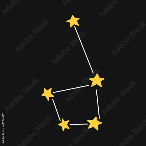 Vector constellation woth yellow stars. Simple constellation in flat design.