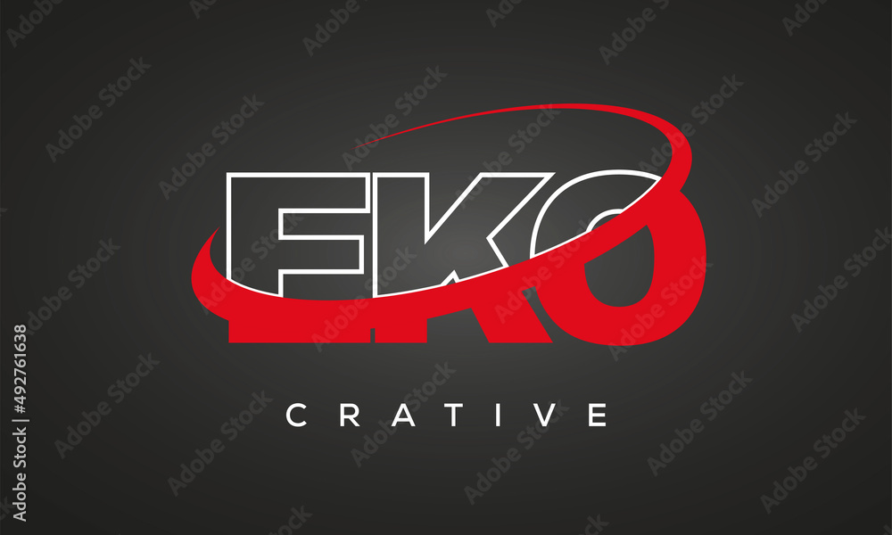 EKO creative letters logo with 360 symbol vector art template design - obrazy, fototapety, plakaty 