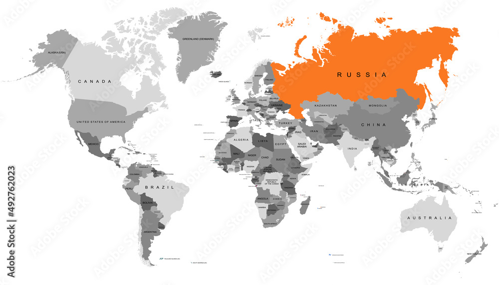 Fototapeta premium World map. Map of Russia. Russian federation. Color vector modern.