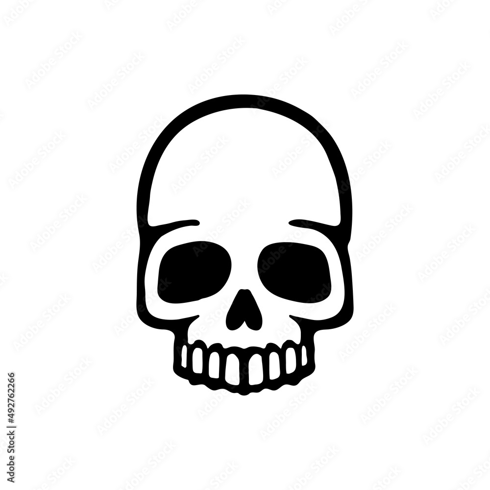 Simple skull illustration. Spooky cartoon