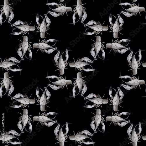 Seamless pattern with crayf...