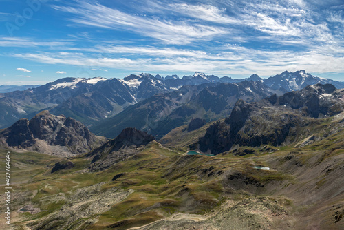 Panoramique sur les Ecrins  depuis le Massif des Cerces    en   t      Hautes-Alpes   France