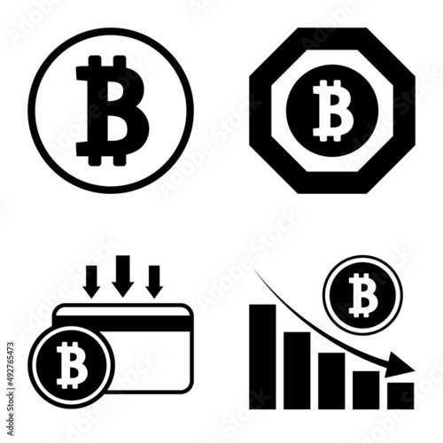 Bitcoins1-2 Flat Icon Set Isolated On White Background © Artem