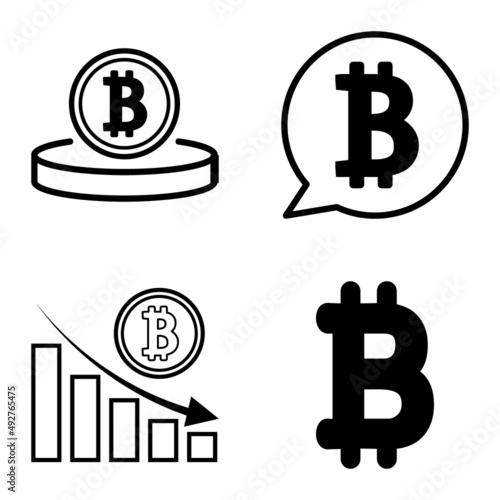 Bitcoins1-2 Flat Icon Set Isolated On White Background