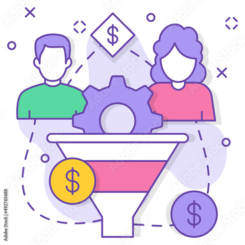 lead generation process Concept,  outbound campaigns vector color icon design, business corporation symbol, Joint partnerships Sign, Sales and Marketing management stock illustration