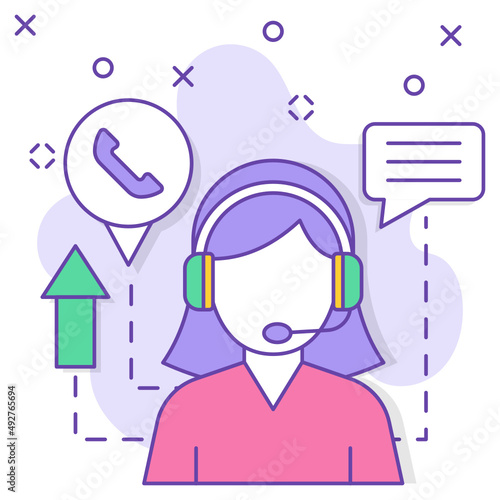 Outbound call center Agent Concept, Hotline Operator vector color icon design, business corporation symbol, Joint partnerships Sign, Sales and Marketing management stock illustration