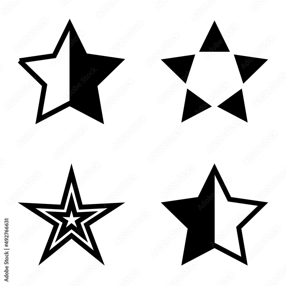 Stars Flat Icon Set Isolated On White Background Stars Flat Icon Set Isolated On White Background