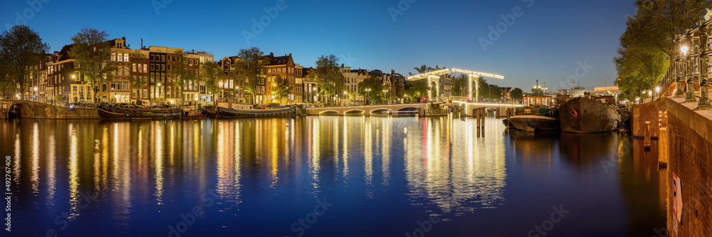 Panoramic View of Amsterdam at Night