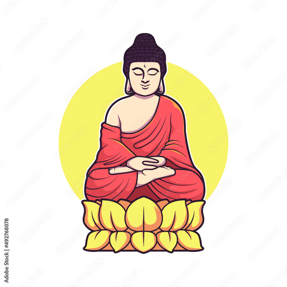 budha illustration cartoon vector design Stock Vector | Adobe Stock