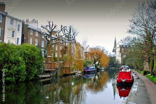 Narrow Boats Regent's Canal Camden London UK photo