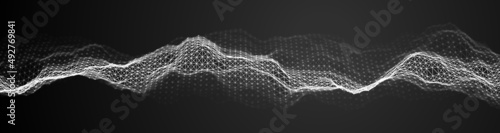 Technology background vector illustration. Digital blue web banner. Sound waves and motion waves.